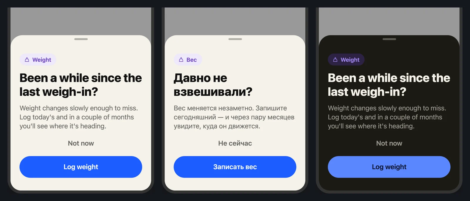 The same sheet in English and Russian in the light theme, and in English in the dark theme